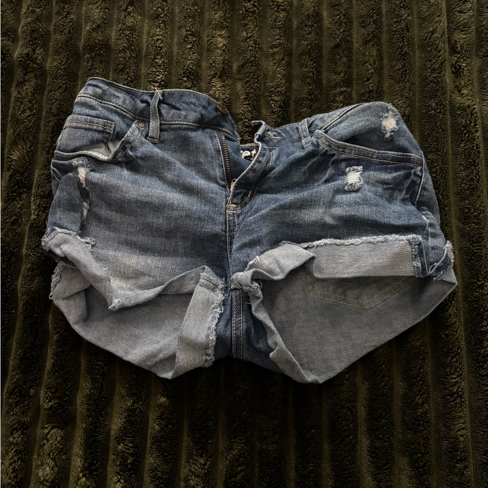 Charlotte Russe Blue Distressed Jean Shorts